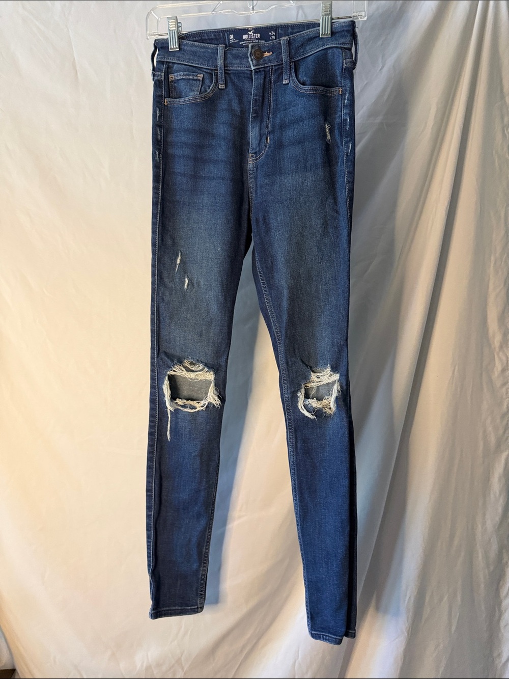 Hollister Skinny Jeans Womens 0R W24 L29 Blue Like New Ripped Ultra High Rise